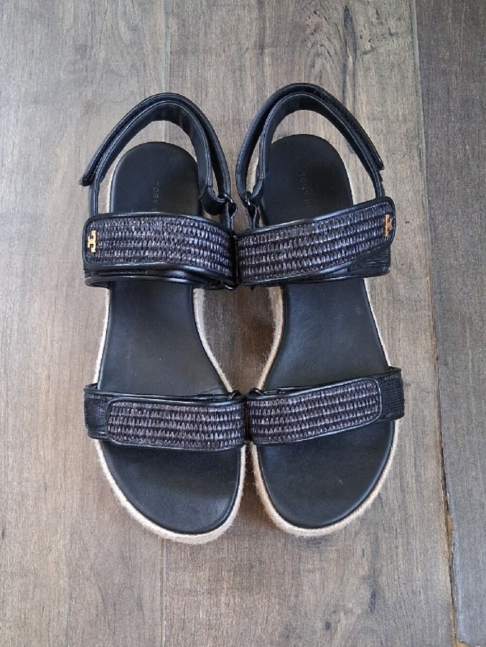 Tory Burch Wedge Velcro Two Atrap Sandals Size 9 - Picture 2 of 5